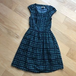 Print cap sleeve A-line Mata Traders dress EUC